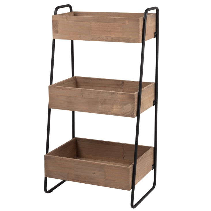 Maisons Du Monde PATIO - Cajonera Pequeña De Metal Negro Y Madera De Pino