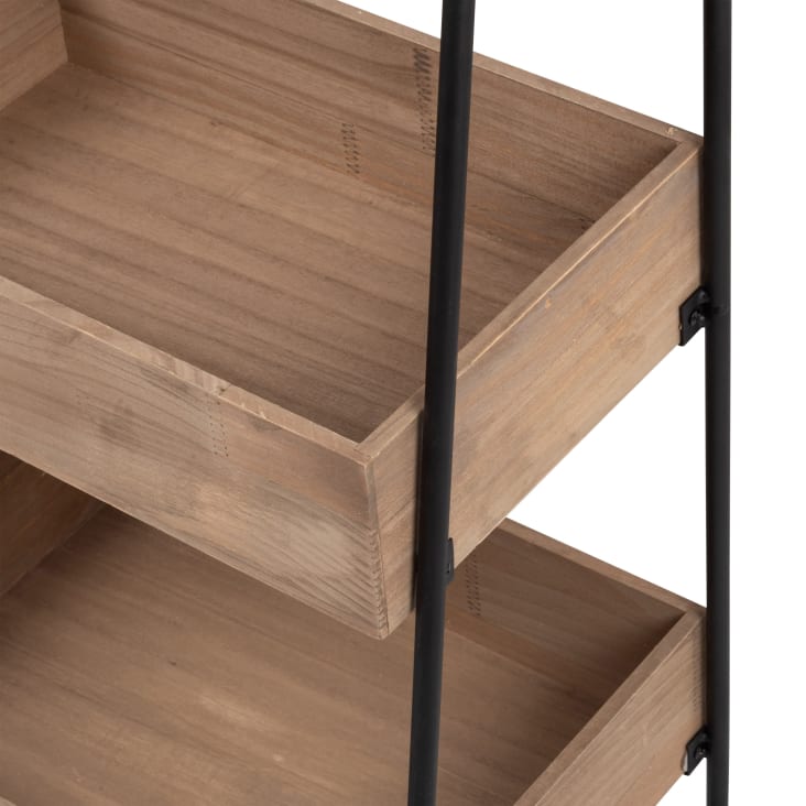 Maisons Du Monde PATIO - Cajonera Pequeña De Metal Negro Y Madera De Pino