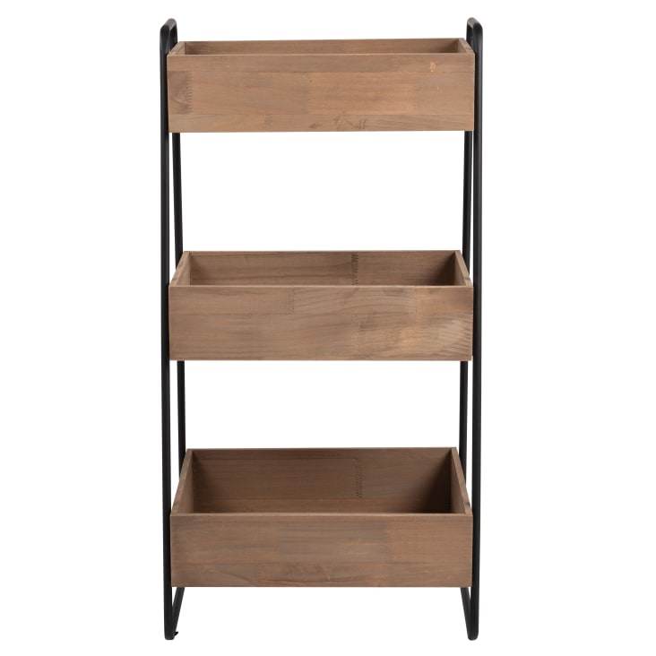 Maisons du Monde PATIO - Cajonera pequeña de metal negro y madera de pino