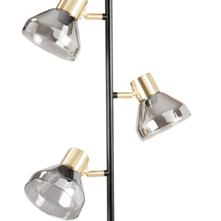 Maisons Du Monde Patio - Lámpara De Pie Con 3 Pantallas De Cristal Efecto Espejo Y Metal 160 Cm