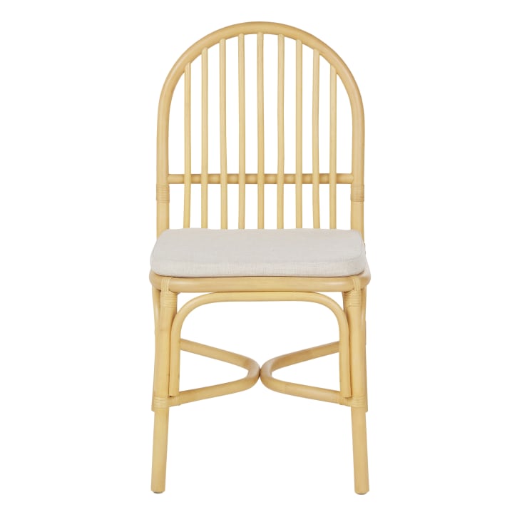 Maisons Du Monde Paula - Silla De Ratán Con Cojín Color Crudo