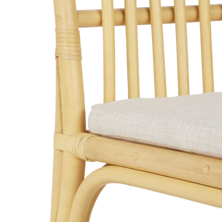 Maisons Du Monde Paula - Silla De Ratán Con Cojín Color Crudo