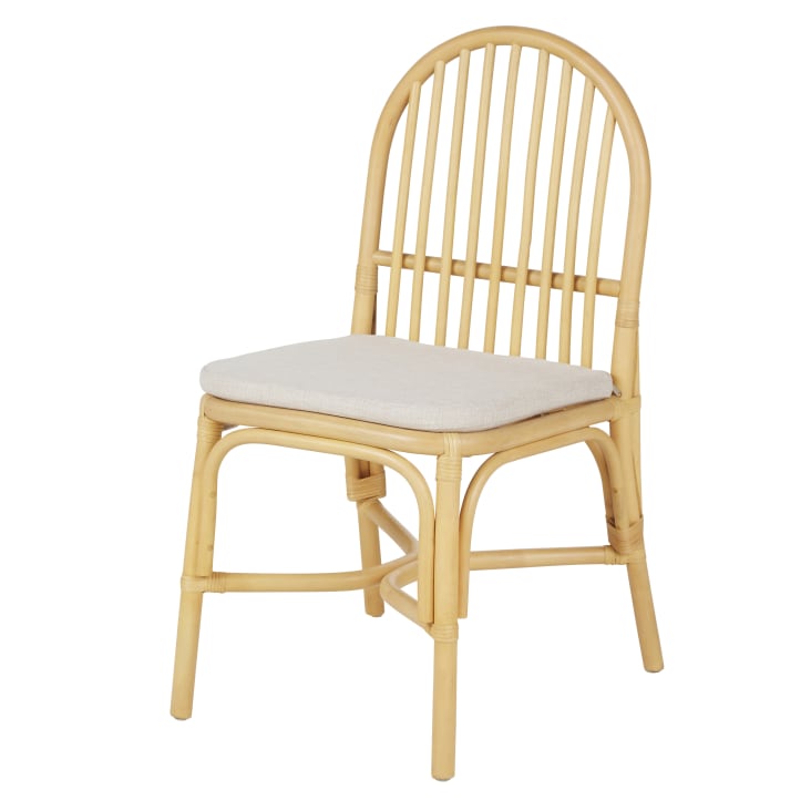 Maisons du Monde Paula - Silla de ratán con cojín color crudo