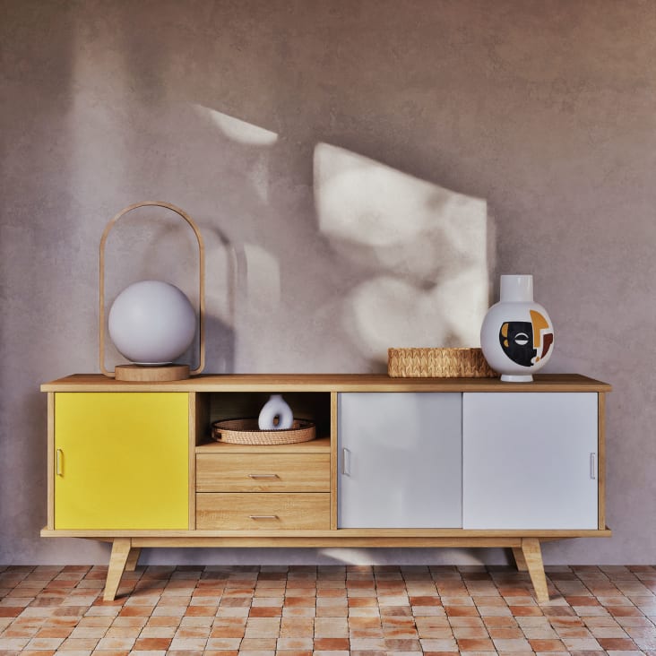 Maisons Du Monde Paulette - Aparador Alargado Vintage Con 3 Puertas Y 2 Cajones