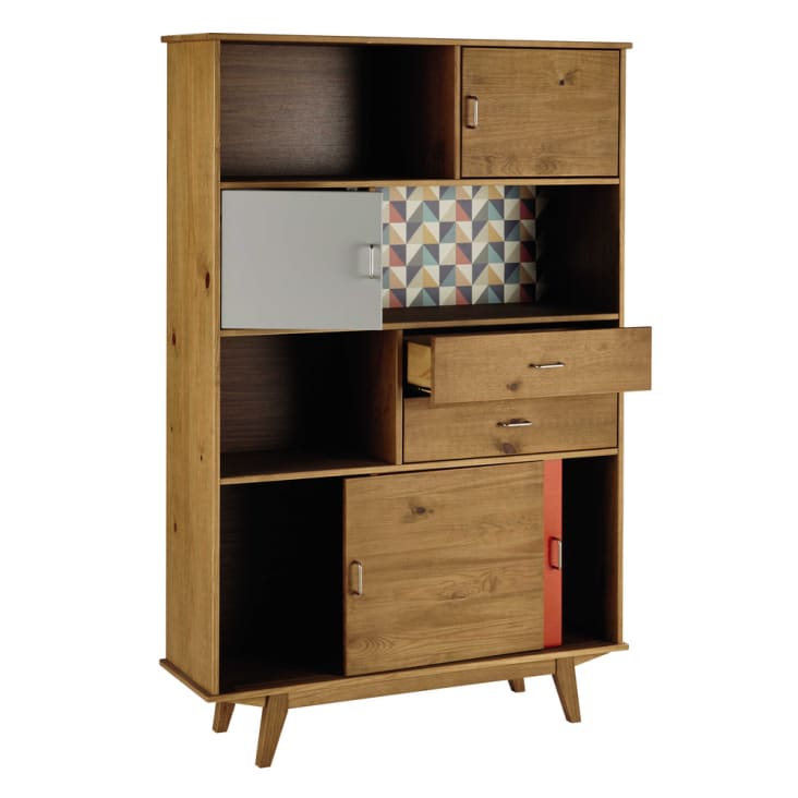 Maisons Du Monde Paulette - Librería Vintage Con 2 Cajones Y 4 Puertas Multicolor