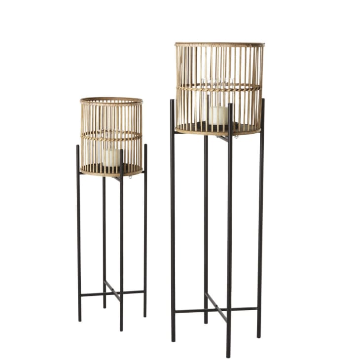 Maisons Du Monde PAULO - Faroles De Metal Negro Y Bambú (x2)