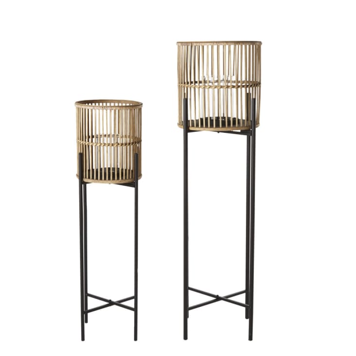 Maisons Du Monde PAULO - Faroles De Metal Negro Y Bambú (x2)