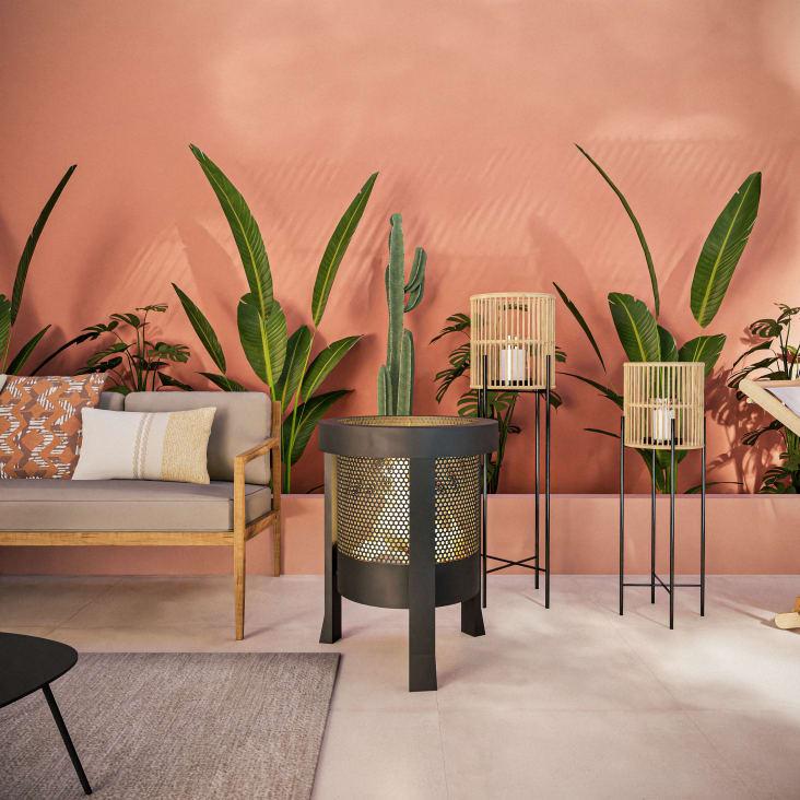 Maisons Du Monde PAULO - Faroles De Metal Negro Y Bambú (x2)