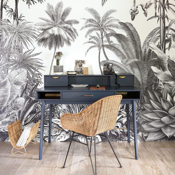 Maisons Du Monde Penelope - Escritorio Vintage Azul Oscuro Con 3 Cajones