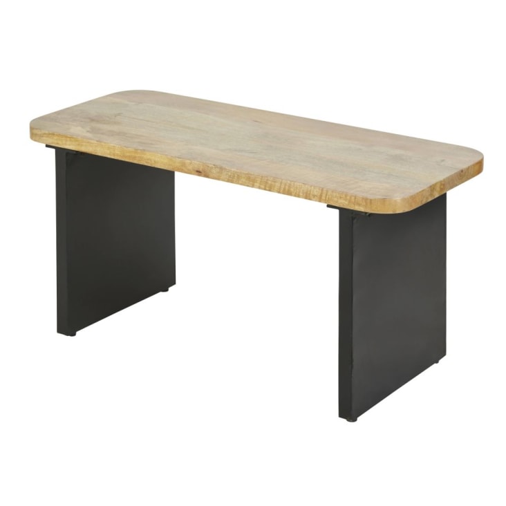 Maisons Du Monde Pequeño Banco De Madera De Mango Y Metal Negro