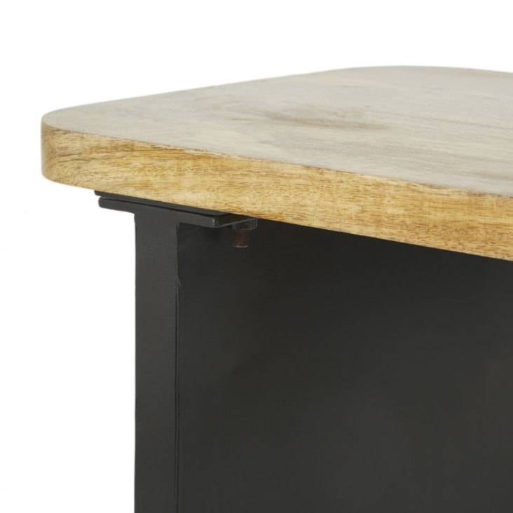 Maisons Du Monde Pequeño Banco De Madera De Mango Y Metal Negro