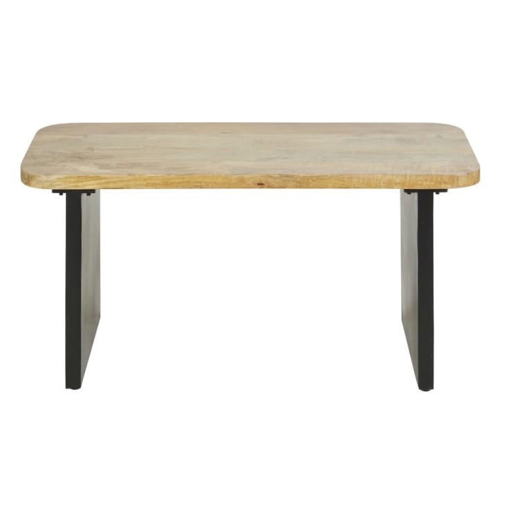 Maisons du Monde Pequeño banco de madera de mango y metal negro