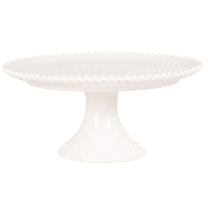 Maisons du Monde Perle - Soporte para tartas de loza blanca con borde perlado