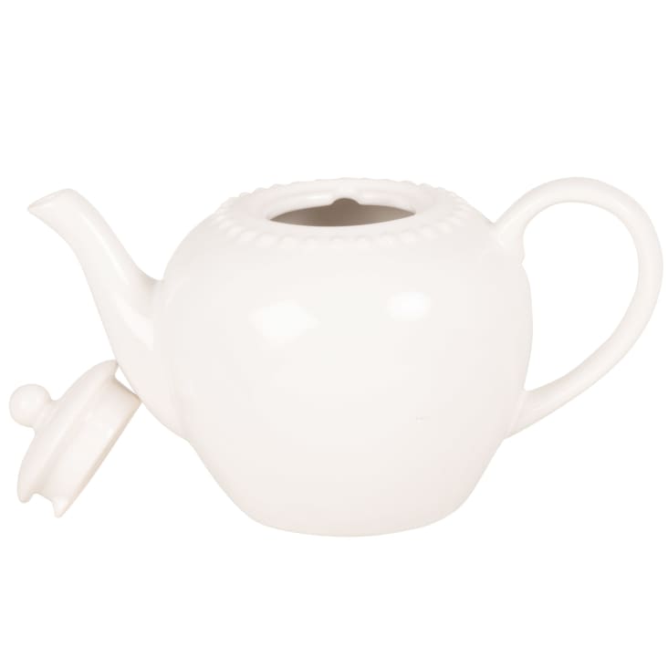 Maisons Du Monde Perle - Tetera De Loza Blanca Con Borde Perlado 1 1L