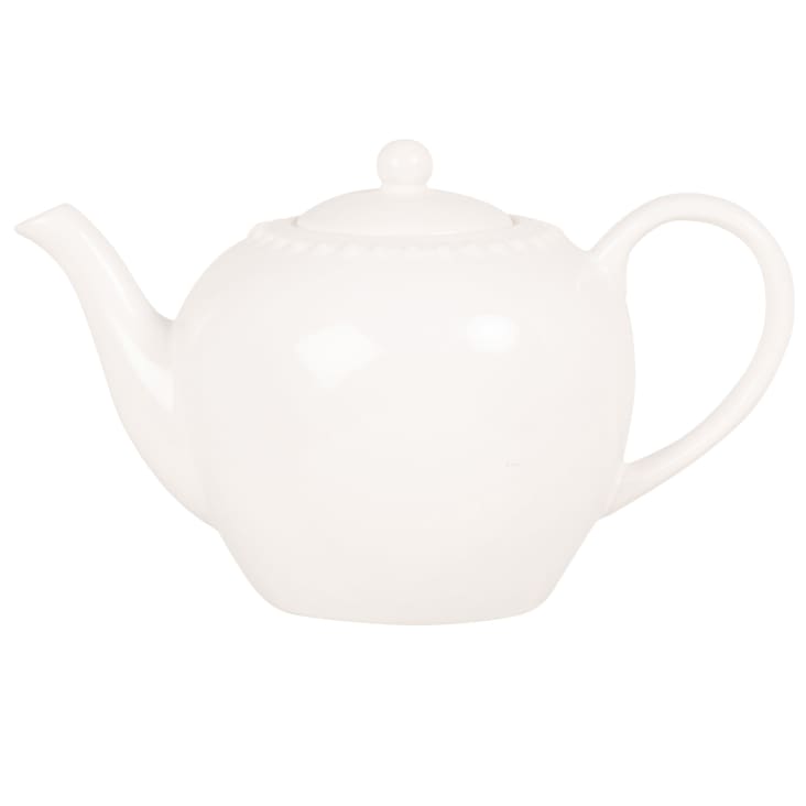 Maisons du Monde Perle - Tetera de loza blanca con borde perlado 1 1L