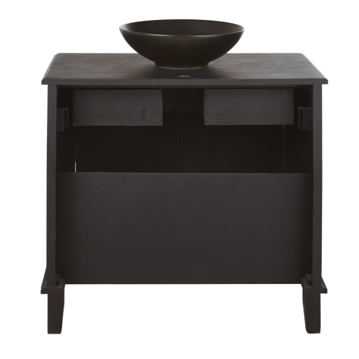 Maisons Du Monde Perroquet - Mueble De Baño Con 1 Cajón Y Dos Puertas De Madera De Abeto En Negro Y Motivos De Loros