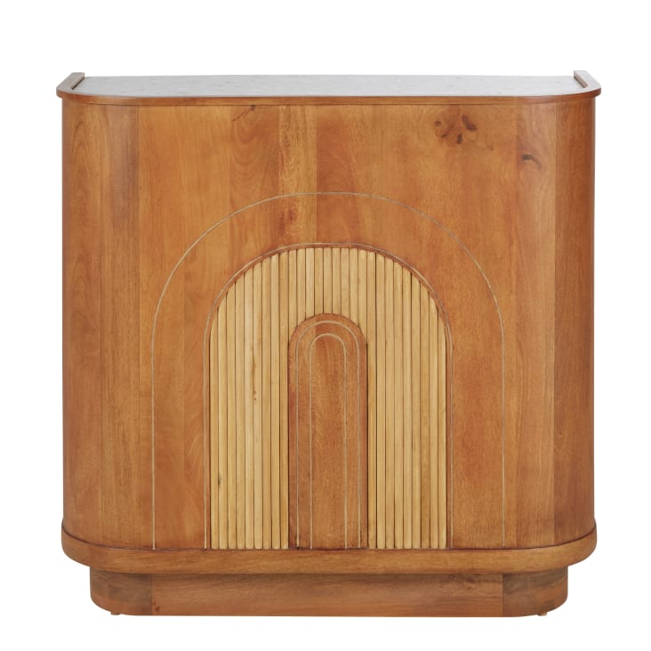 Maisons du Monde Perseus - Barra de bar de madera de mango maciza con incrustaciones de nácar