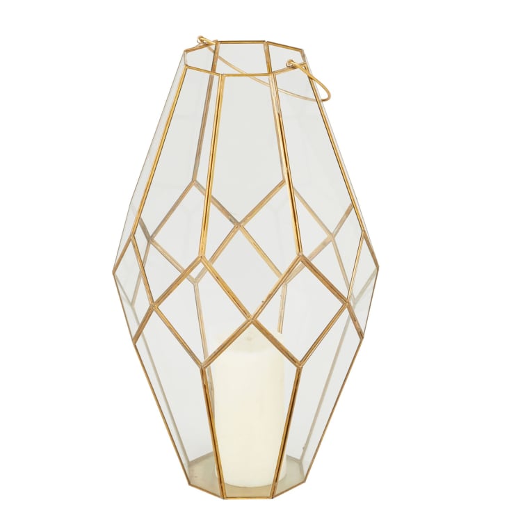 Maisons Du Monde Perseus - Farolillo De Vidrio Y Metal Dorado