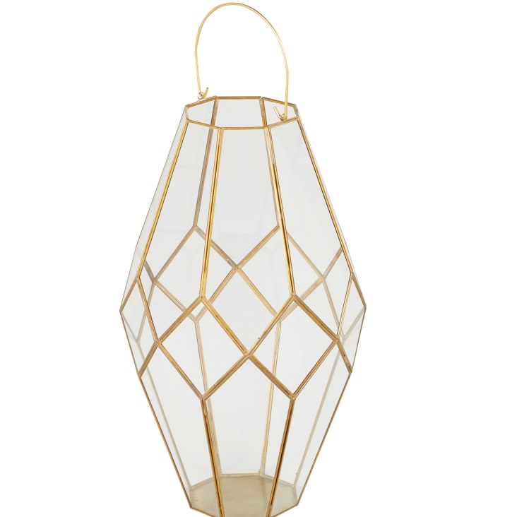 Maisons du Monde Perseus - Farolillo de vidrio y metal dorado