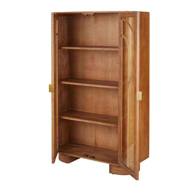 Maisons Du Monde Perseus - Vitrina De Madera De Mango Con Puertas De Cristal Y Detalles De Ratán