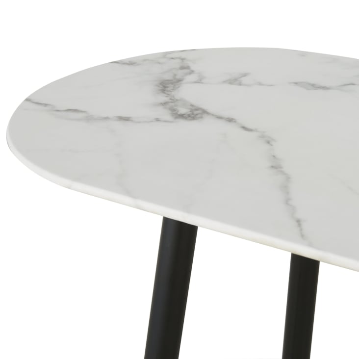 Maisons Du Monde Phea - Consola De Cristal Templado Efecto Mármol Blanco Y Metal Negro