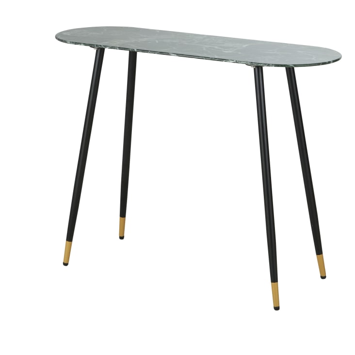 Maisons Du Monde Phea - Consola De Cristal Verde Y Metal Negro Y Dorado