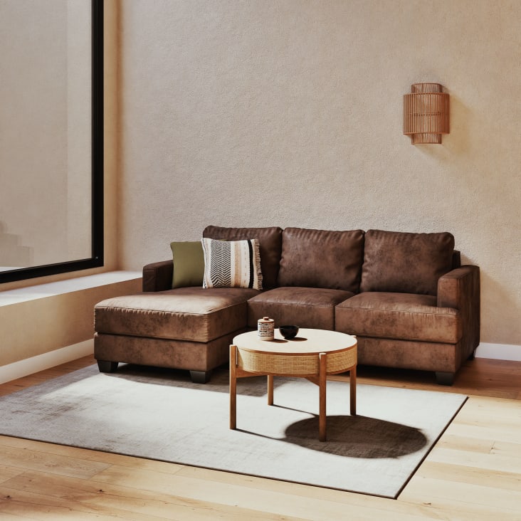 Maisons Du Monde Philadelphie - Sofá Esquinero Izquierdo De 3-4 Plazas De Antelina Marrón