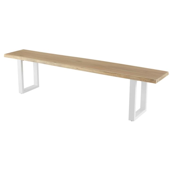 Maisons Du Monde Pianosa - Banco De Jardín De Acacia Maciza Y Acero Blanco