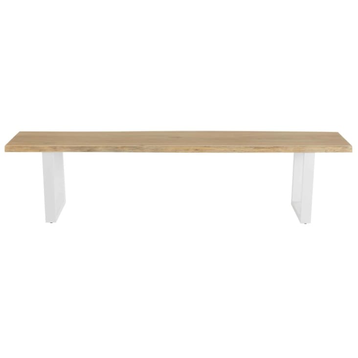 Maisons du Monde Pianosa - Banco de jardín de acacia maciza y acero blanco