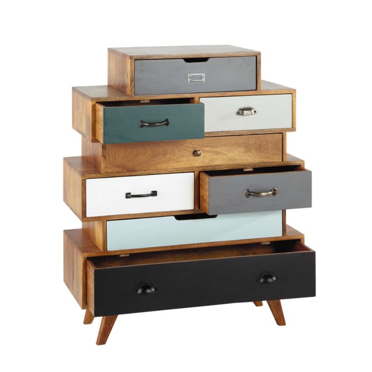 Maisons Du Monde Picadilly - Cajonera Vintage De Mango Macizo De Colores