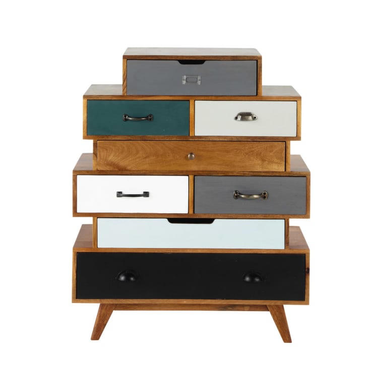 Maisons du Monde Picadilly - Cajonera vintage de mango macizo de colores