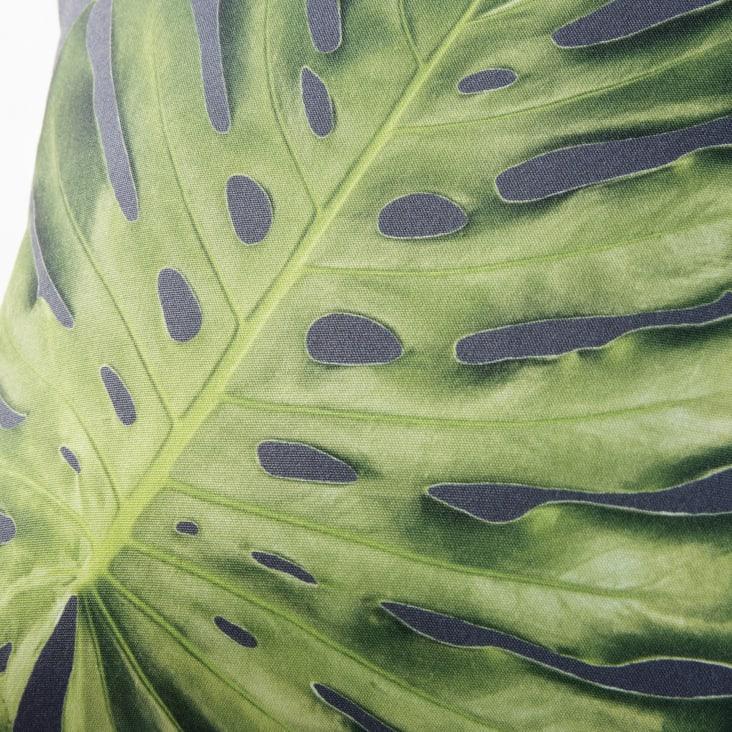 Maisons Du Monde PITAO - Cojín Gris Con Estampado De Hojas Verde 45x45