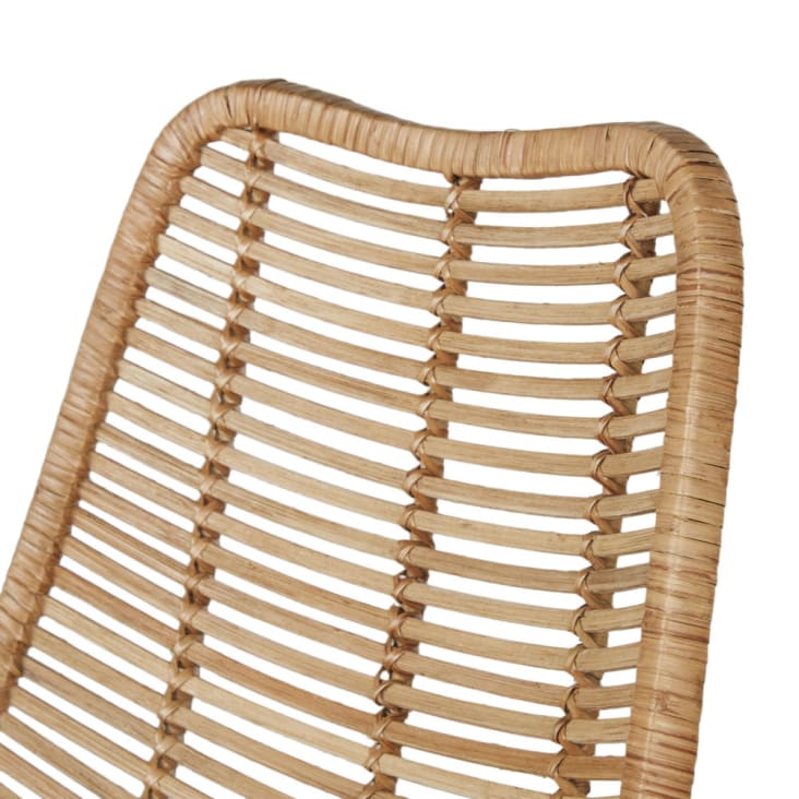 Maisons Du Monde Pitaya - Silla De Isla De Cocina De Mimbre Y Acero Negro H65