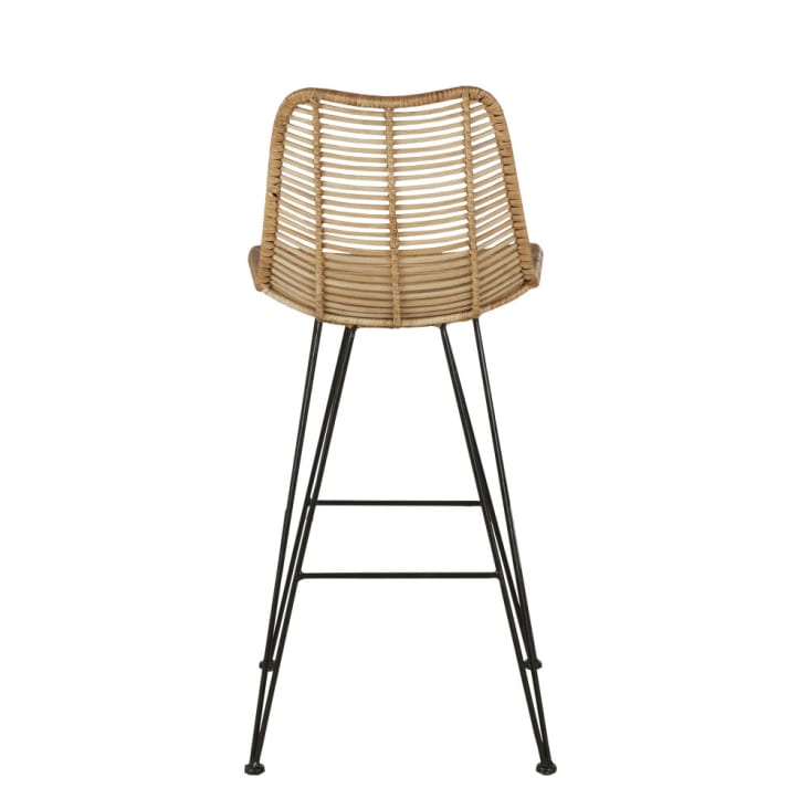 Maisons Du Monde Pitaya - Silla De Isla De Cocina De Mimbre Y Acero Negro H65