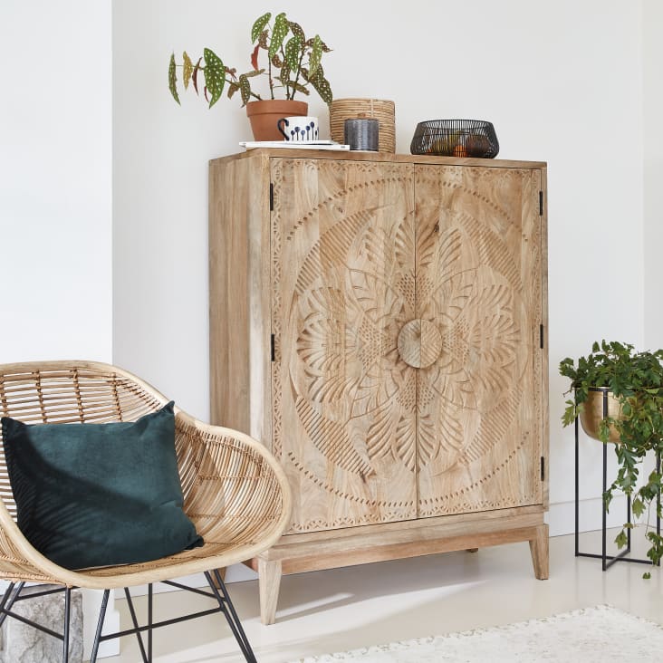 Maisons du Monde Pitaya - Silla de mimbre y patas de acero negro