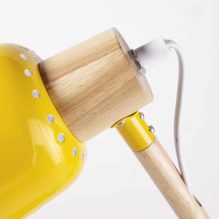 Maisons Du Monde PIXIE - Lámpara De Escritorio De Metal Amarillo Y Hevea