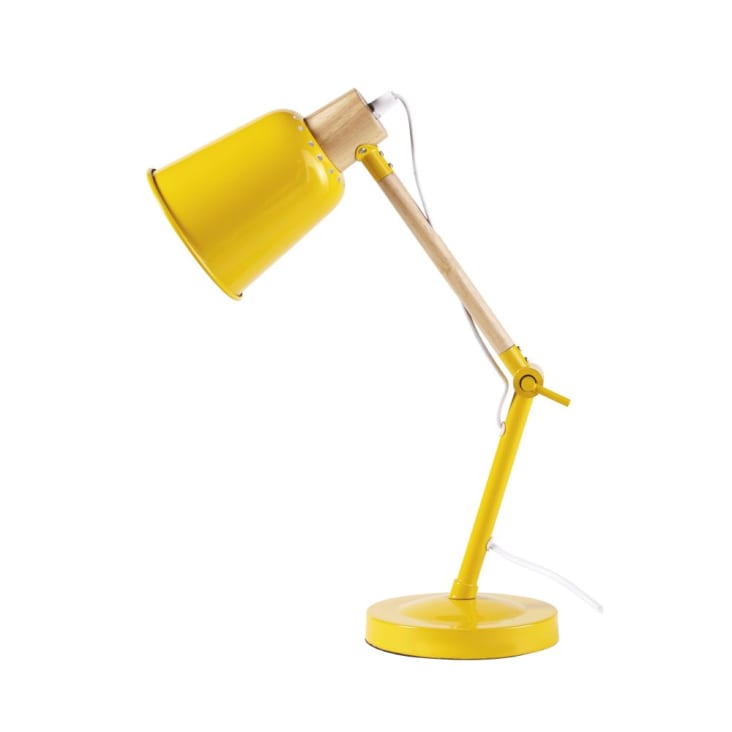 Maisons du Monde PIXIE - Lámpara de escritorio de metal amarillo y hevea