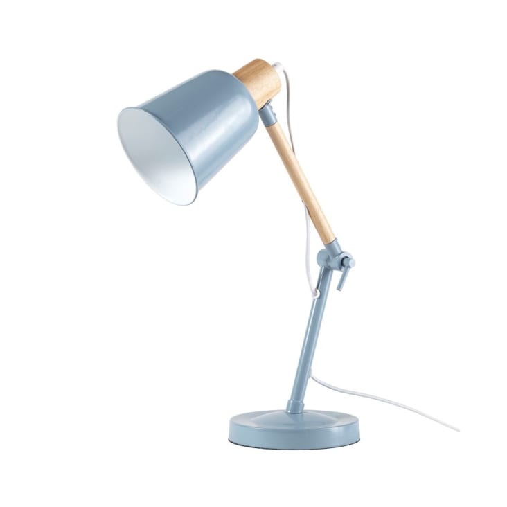 Maisons Du Monde PIXIE - Lámpara De Escritorio De Metal Azul Y Hevea