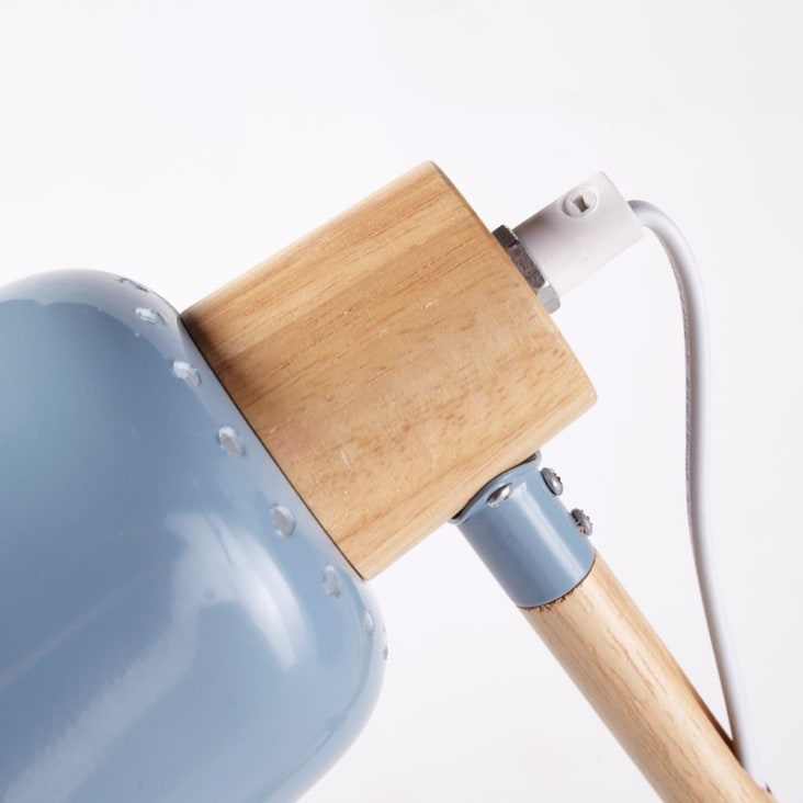 Maisons Du Monde PIXIE - Lámpara De Escritorio De Metal Azul Y Hevea