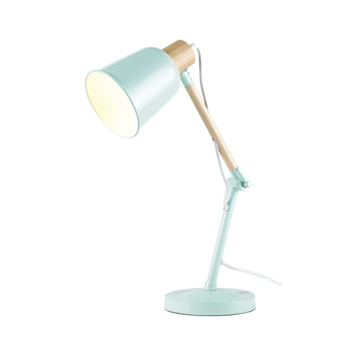 Maisons Du Monde PIXIE - Lámpara De Escritorio De Metal Verde Grisáceo Y Hevea