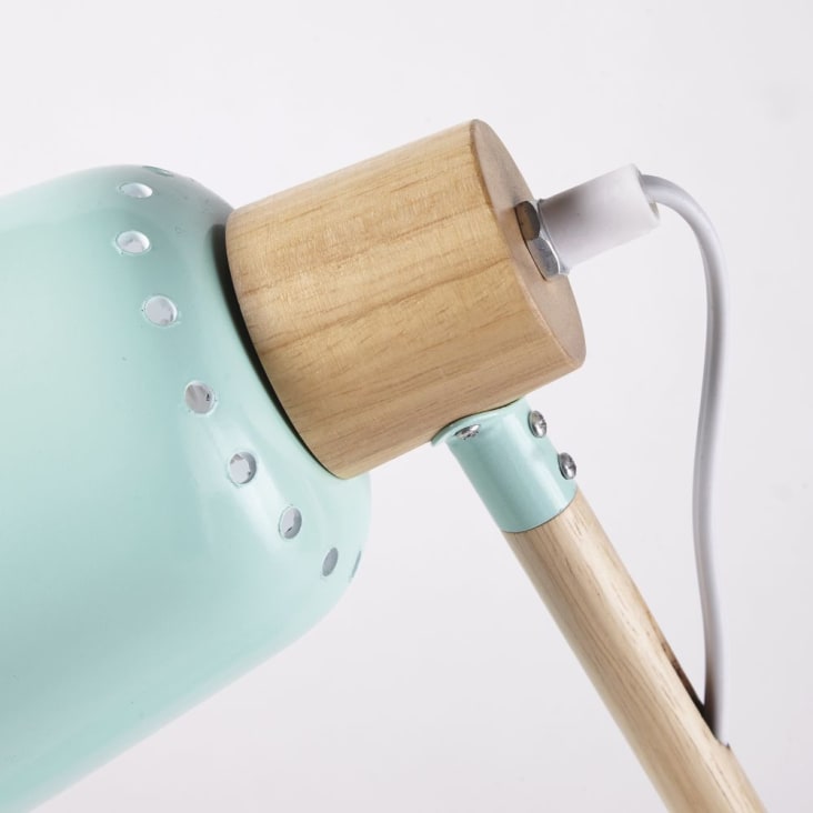 Maisons Du Monde PIXIE - Lámpara De Escritorio De Metal Verde Grisáceo Y Hevea