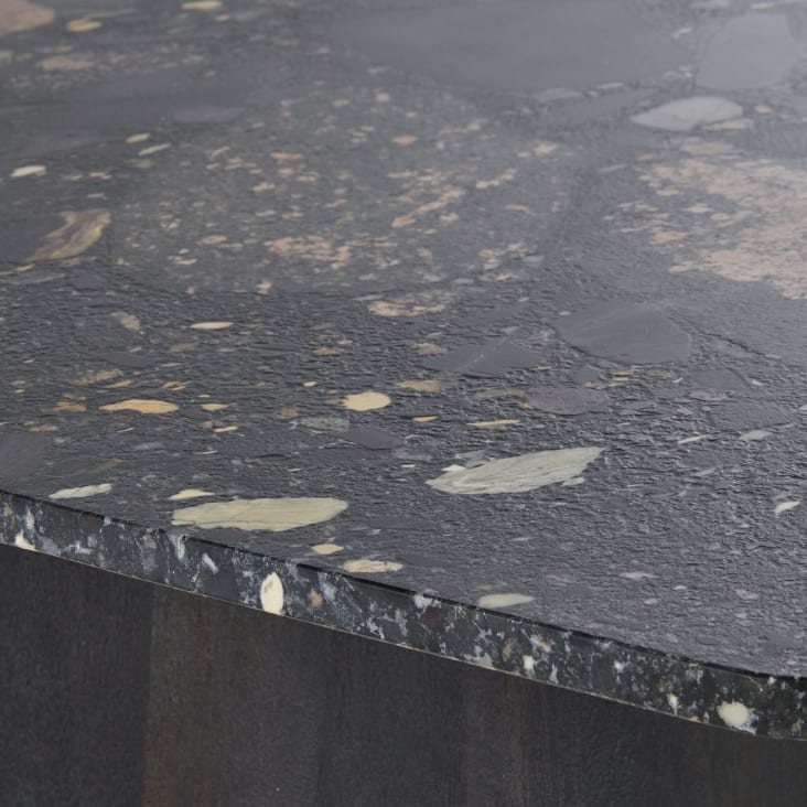 Maisons Du Monde Pixus - Mesa De Centro De Piedra Natural Y Mango Negro