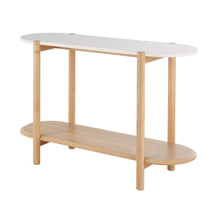Maisons Du Monde Polari - Consola De Madera Y Terrazo Blanco Y Madera Clara