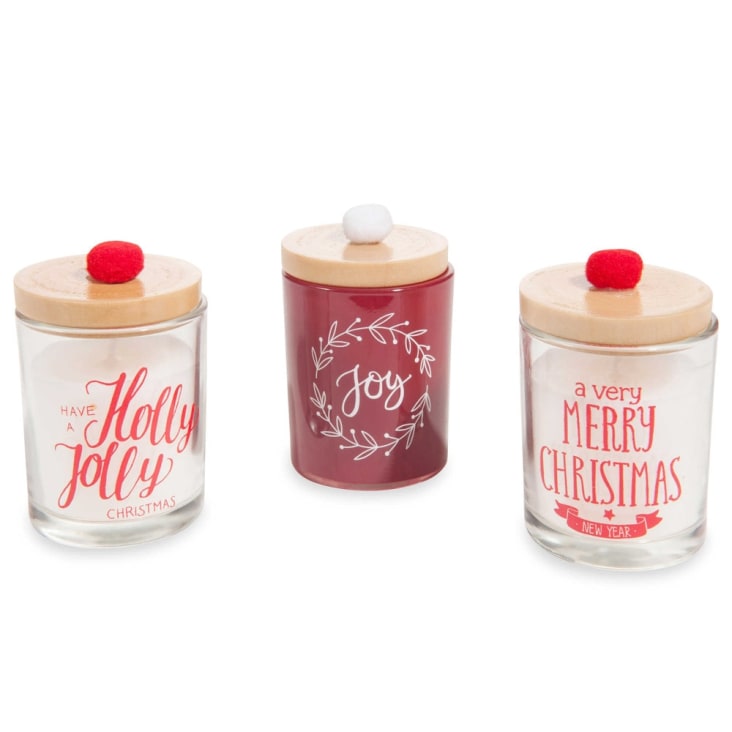 Maisons Du Monde POMPONS - Juego De 3 Velas De Navidad De Cristal Con Tapa 3x45