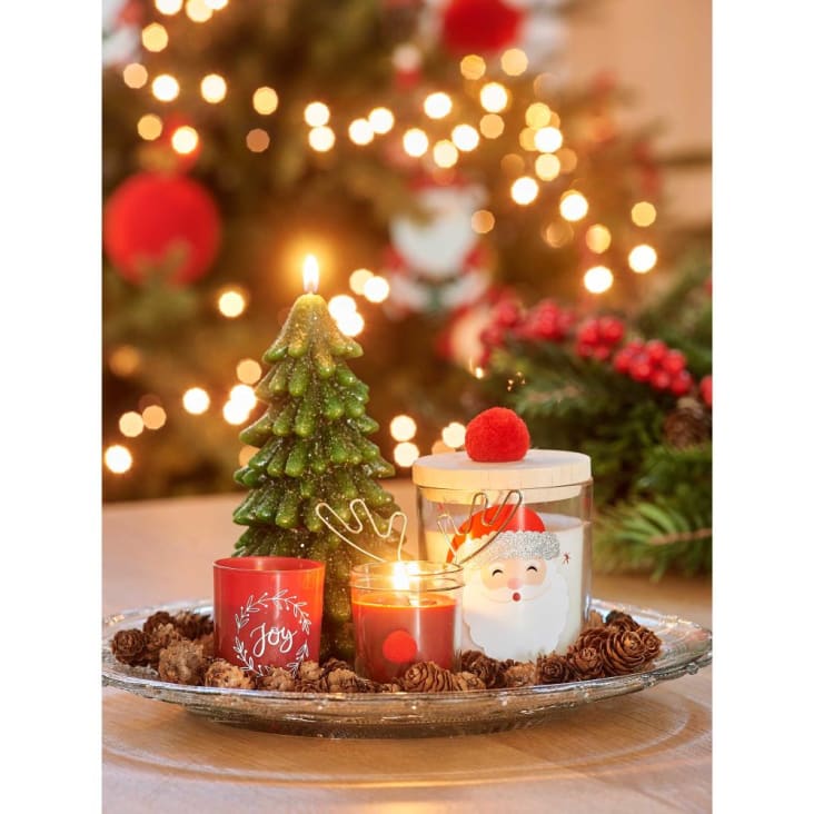Maisons Du Monde POMPONS - Juego De 3 Velas De Navidad De Cristal Con Tapa 3x45