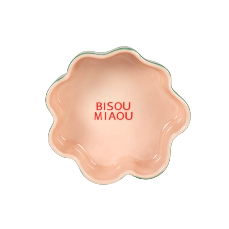 Maisons Du Monde Pop - Comedero Para Gatos Con Forma De Flor De Gres Verde Y Rosa