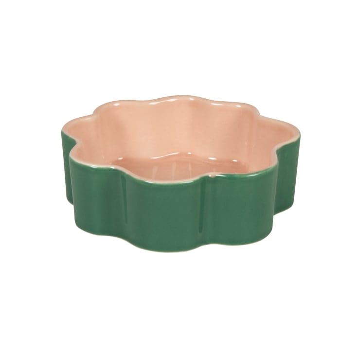 Maisons du Monde Pop - Comedero para gatos con forma de flor de gres verde y rosa