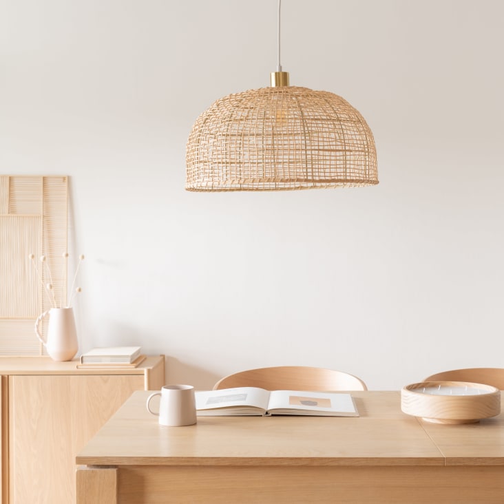 Maisons Du Monde POUVERINE - Lámpara De Techo Redondeada De Ratán Trenzado