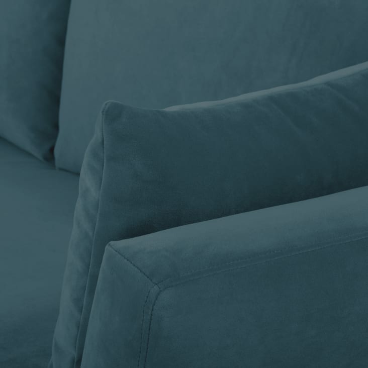 Maisons Du Monde Prague - Sofá De 2/3 Plazas De Terciopelo Azul Petróleo