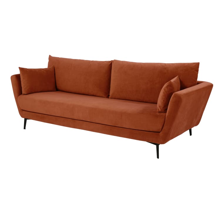 Maisons Du Monde Prague - Sofá De 3 Plazas De Terciopelo Color óxido
